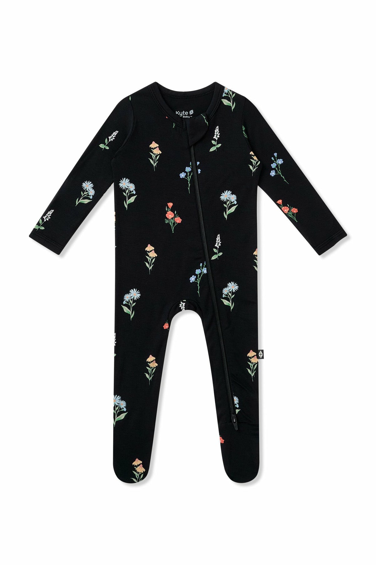 Zippered Footie in Midnight Wildflower | Kyte Baby