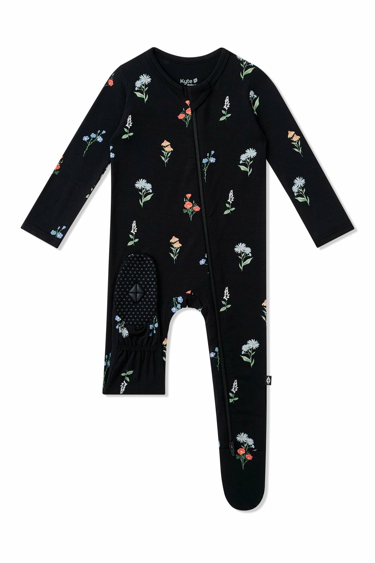 Zippered Footie in Midnight Wildflower | Kyte Baby