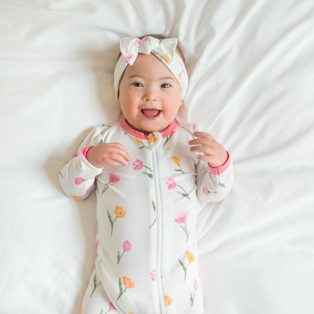 Zippered Footie in Tulip | Kyte Baby