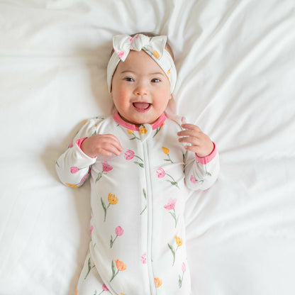Zippered Footie in Tulip | Kyte Baby