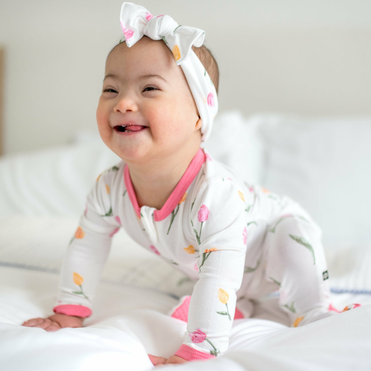 Zippered Footie in Tulip | Kyte Baby
