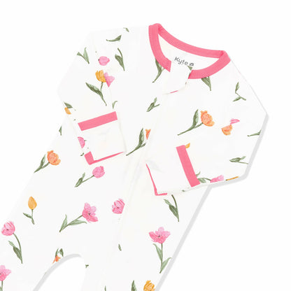 Zippered Footie in Tulip | Kyte Baby