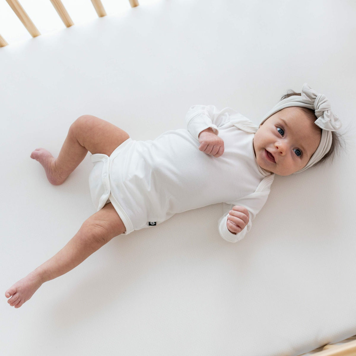 Knotted Bow Headband in Oat | Kyte Baby