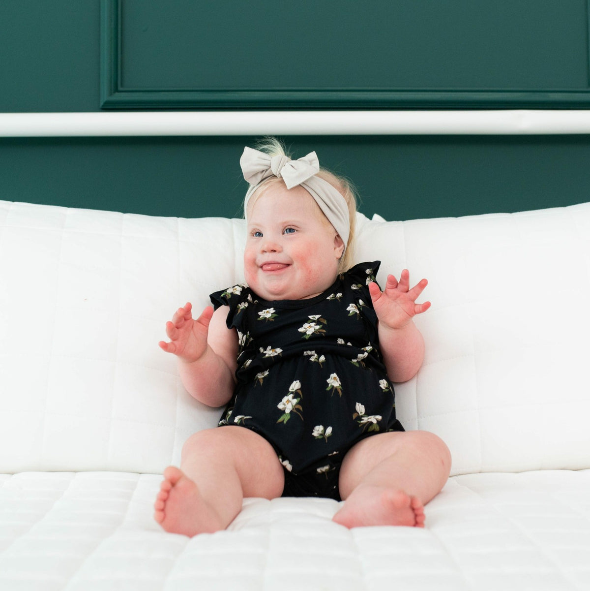 Knotted Bow Headband in Oat | Kyte Baby