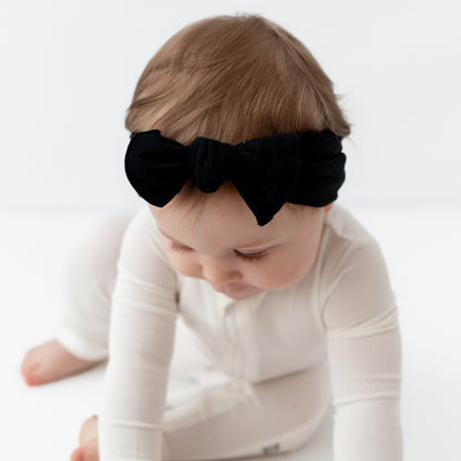 Knotted Bow Headband in Midnight | Kyte Baby