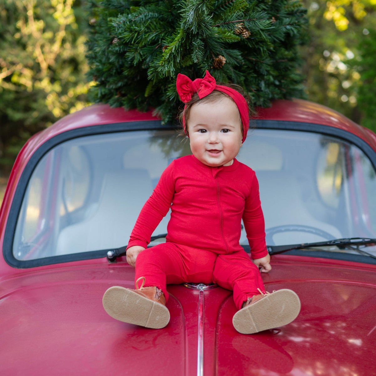 Knotted Bow Headband in Cardinal | Kyte Baby