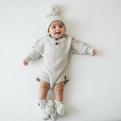 Chunky Cable Knit Beanie in Oat | Kyte Baby
