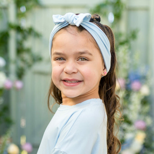 Knotted Bow Headband in Breeze | Kyte Baby