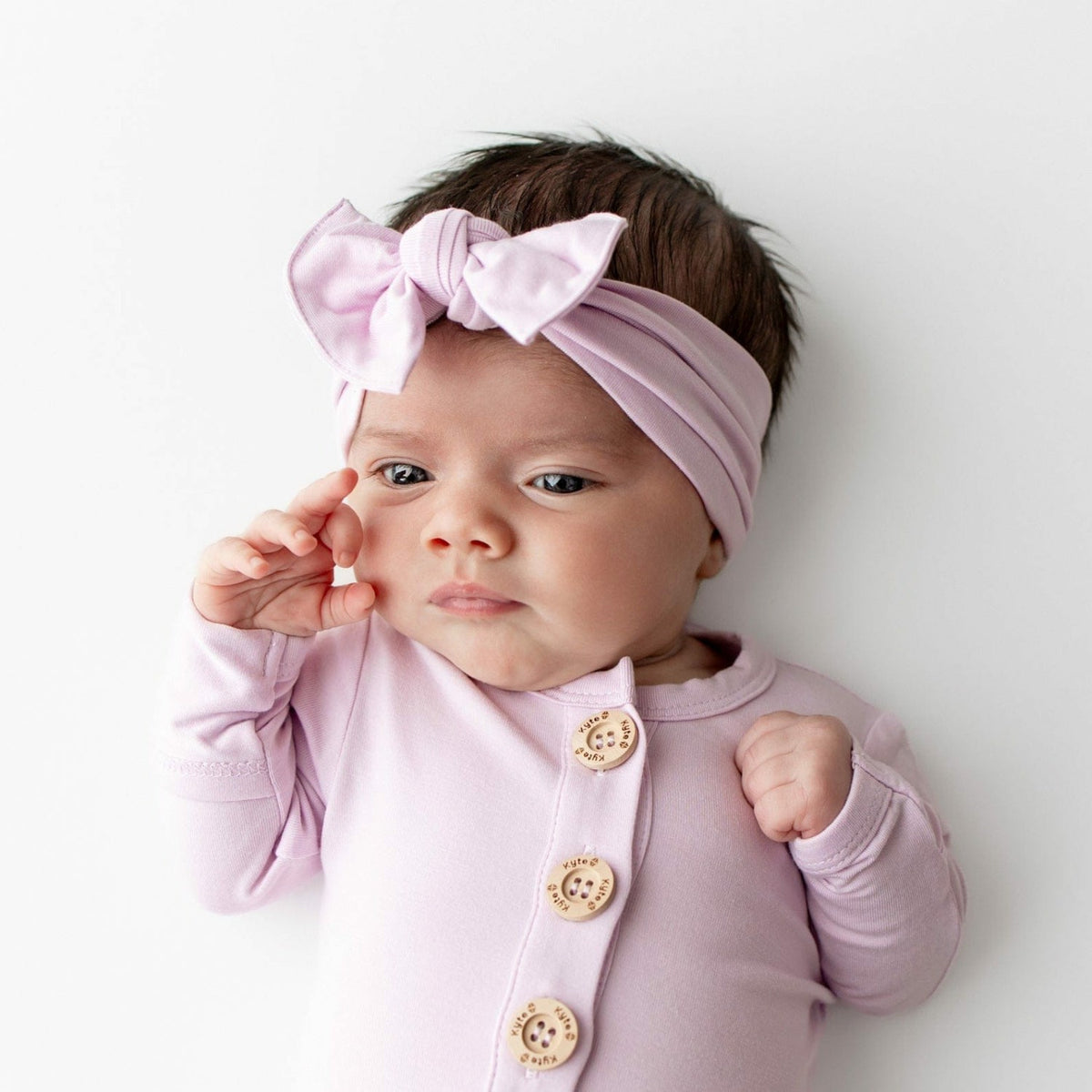 Knotted Bow Headband in Thistle | Kyte Baby