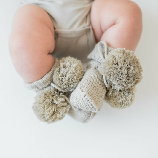 Knit Booties in Almond | Kyte Baby