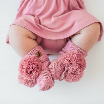 Knit Booties in Apple Blossom | Kyte Baby