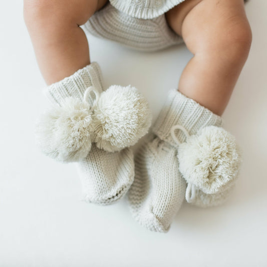 Knit Booties in Oat | Kyte Baby