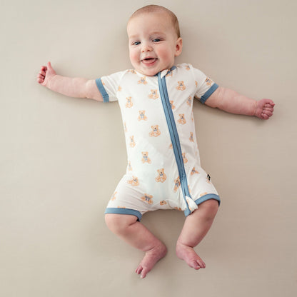 Zippered Shortall Romper in Teddy Bear | Kyte Baby