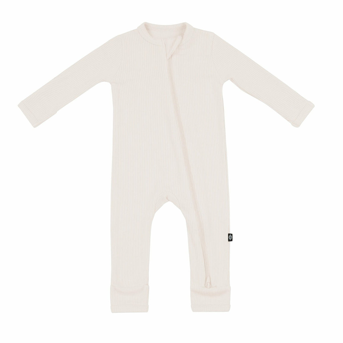 Ribbed Zipper Romper in Oat | Kyte Baby