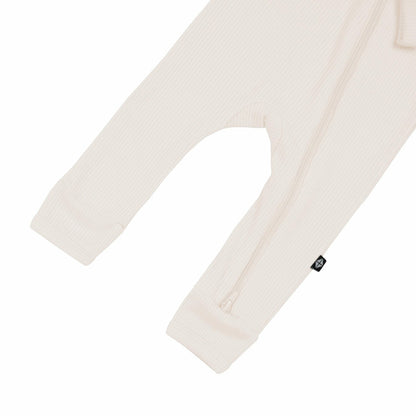 Ribbed Zipper Romper in Oat | Kyte Baby