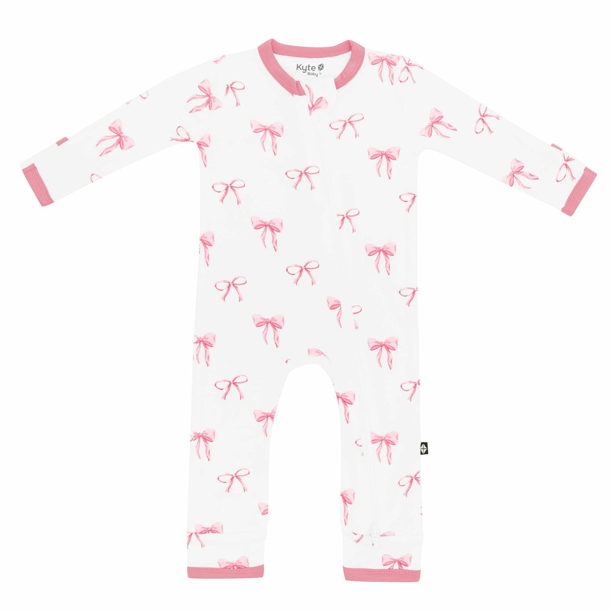 Shop Bamboo Zippered Romper in Bow Print | Kyte Baby