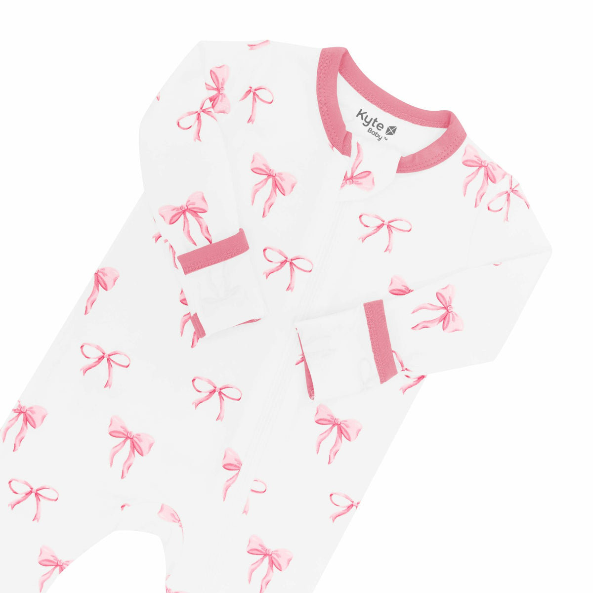 Shop Bamboo Zippered Romper in Bow Print | Kyte Baby