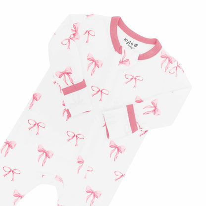 Shop Bamboo Zippered Romper in Bow Print | Kyte Baby