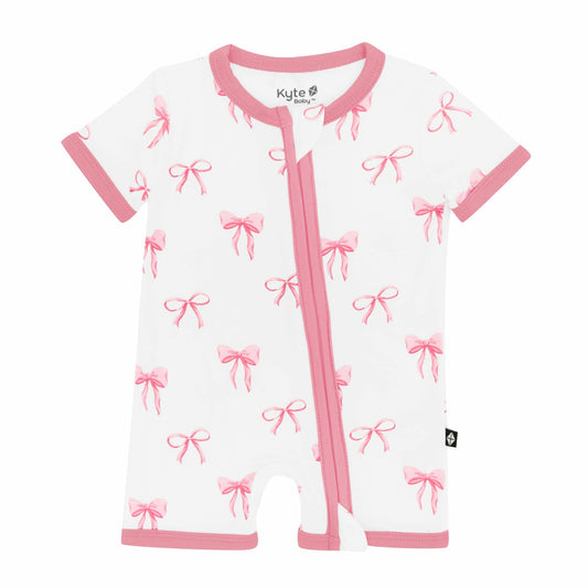 Zippered Shortall Romper in Bow | Kyte Baby