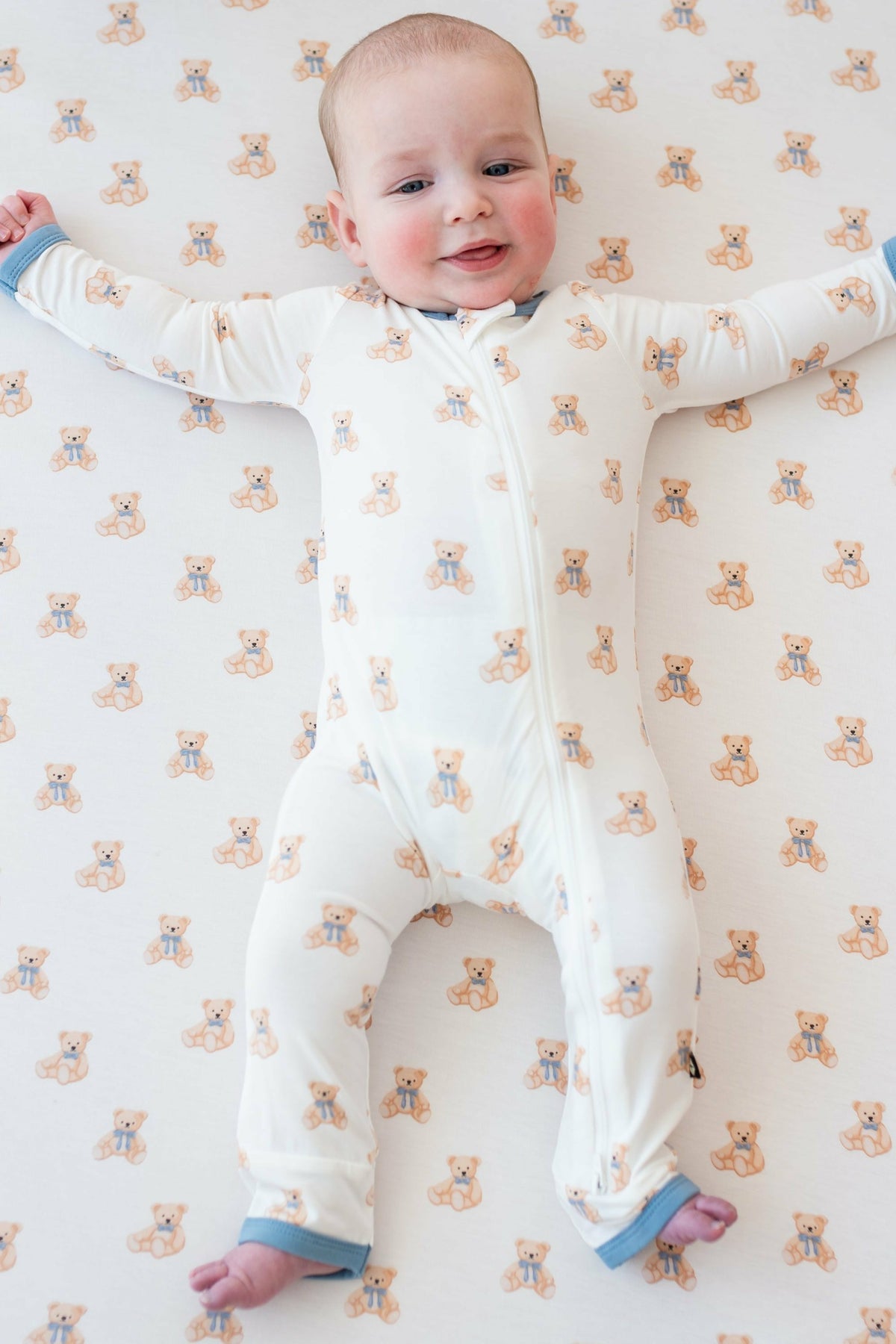 Bamboo Zippered Romper in Teddy Bear Print | Kyte Baby