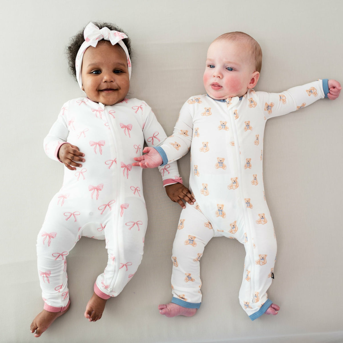 Bamboo Zippered Romper in Teddy Bear Print | Kyte Baby