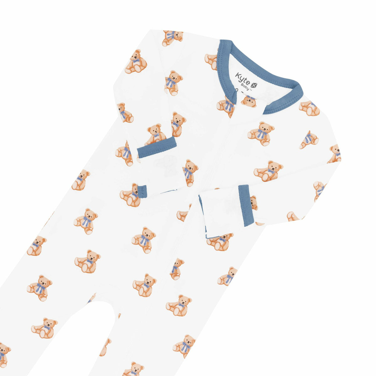 Bamboo Zippered Romper in Teddy Bear Print | Kyte Baby