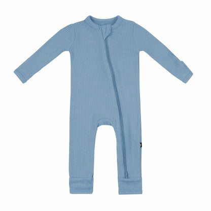 Ribbed Zipper Romper in Slate | Kyte Baby