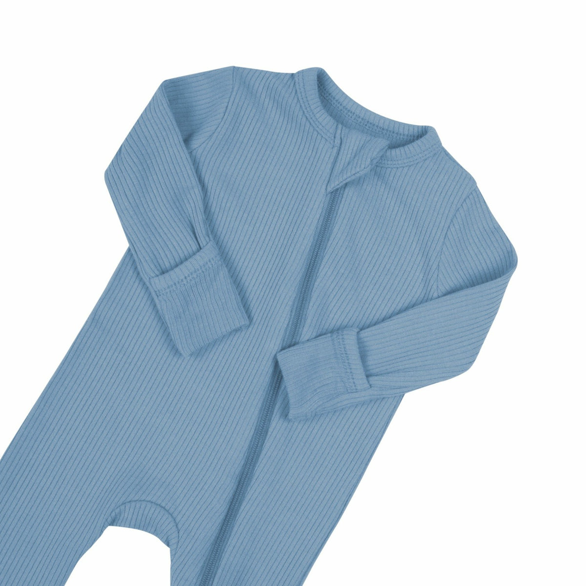Ribbed Zipper Romper in Slate | Kyte Baby