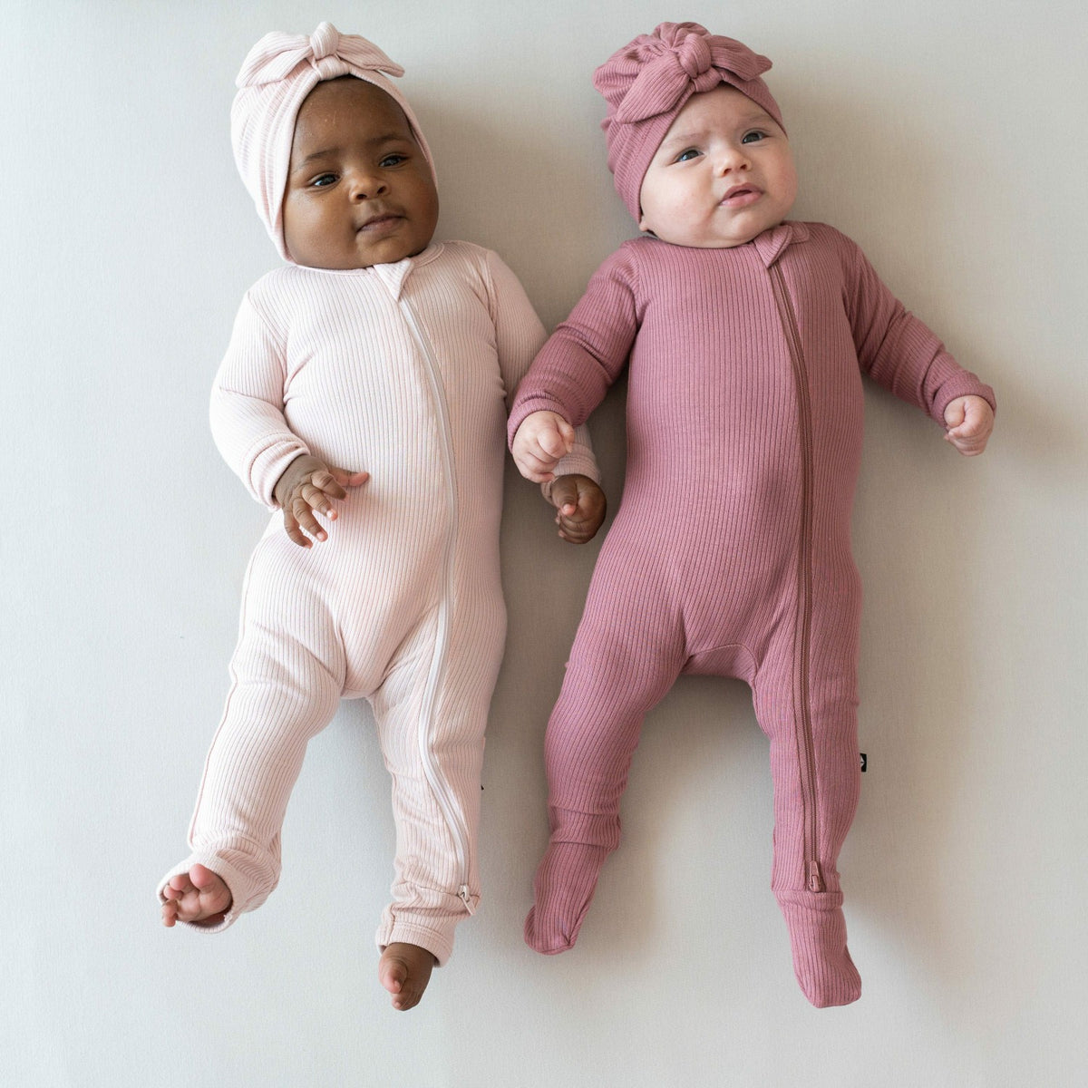 Ribbed Zipper Romper in Blush | Kyte Baby