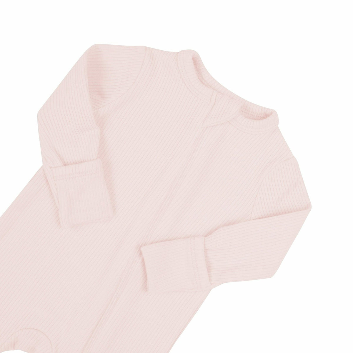 Ribbed Zipper Romper in Blush | Kyte Baby