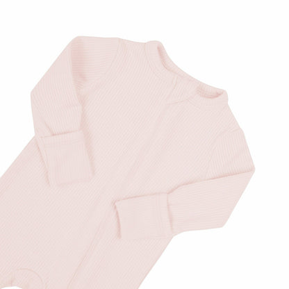 Ribbed Zipper Romper in Blush | Kyte Baby
