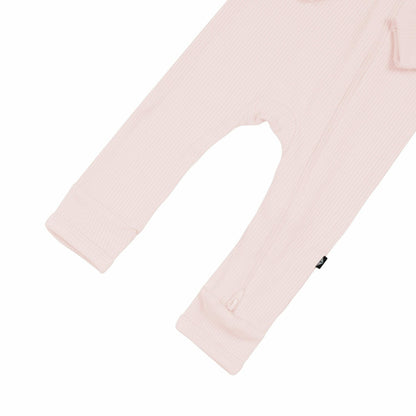Ribbed Zipper Romper in Blush | Kyte Baby