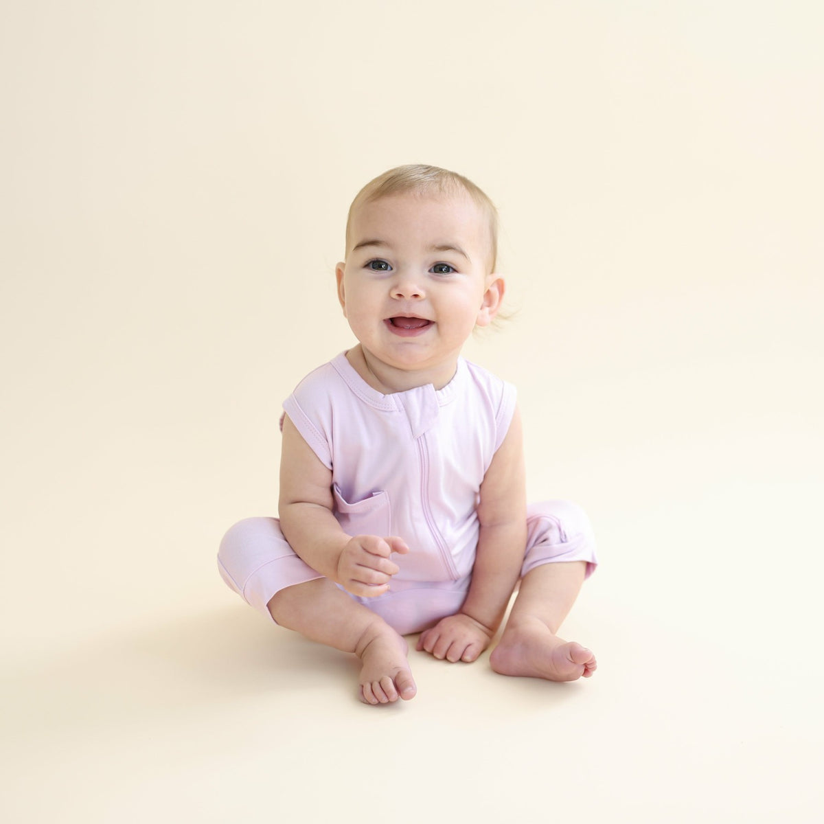 Zippered Sleeveless Romper in Thistle | Kyte Baby