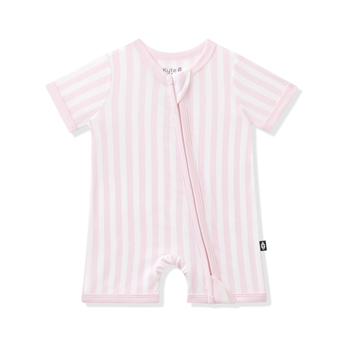 Zipper Shortall Romper in Small Sakura Stripe | Kyte Baby