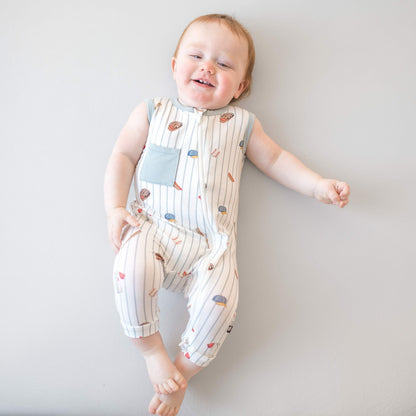 Zippered Sleeveless Romper in Home Run | Kyte Baby