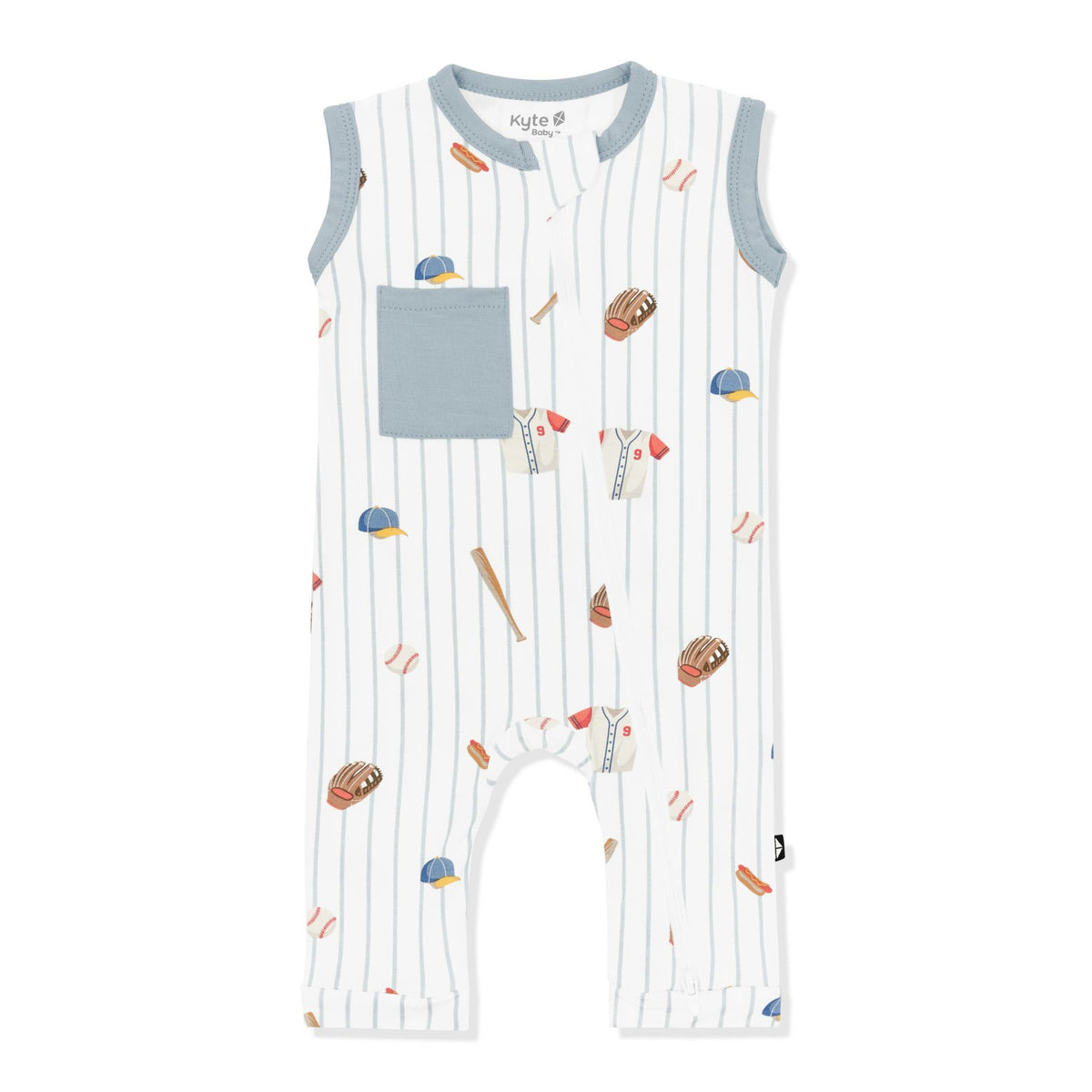 Zippered Sleeveless Romper in Home Run | Kyte Baby