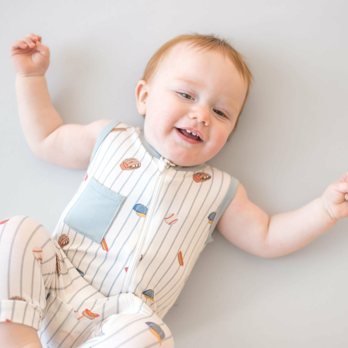 Zippered Sleeveless Romper in Home Run | Kyte Baby