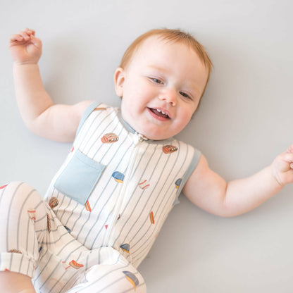 Zippered Sleeveless Romper in Home Run | Kyte Baby