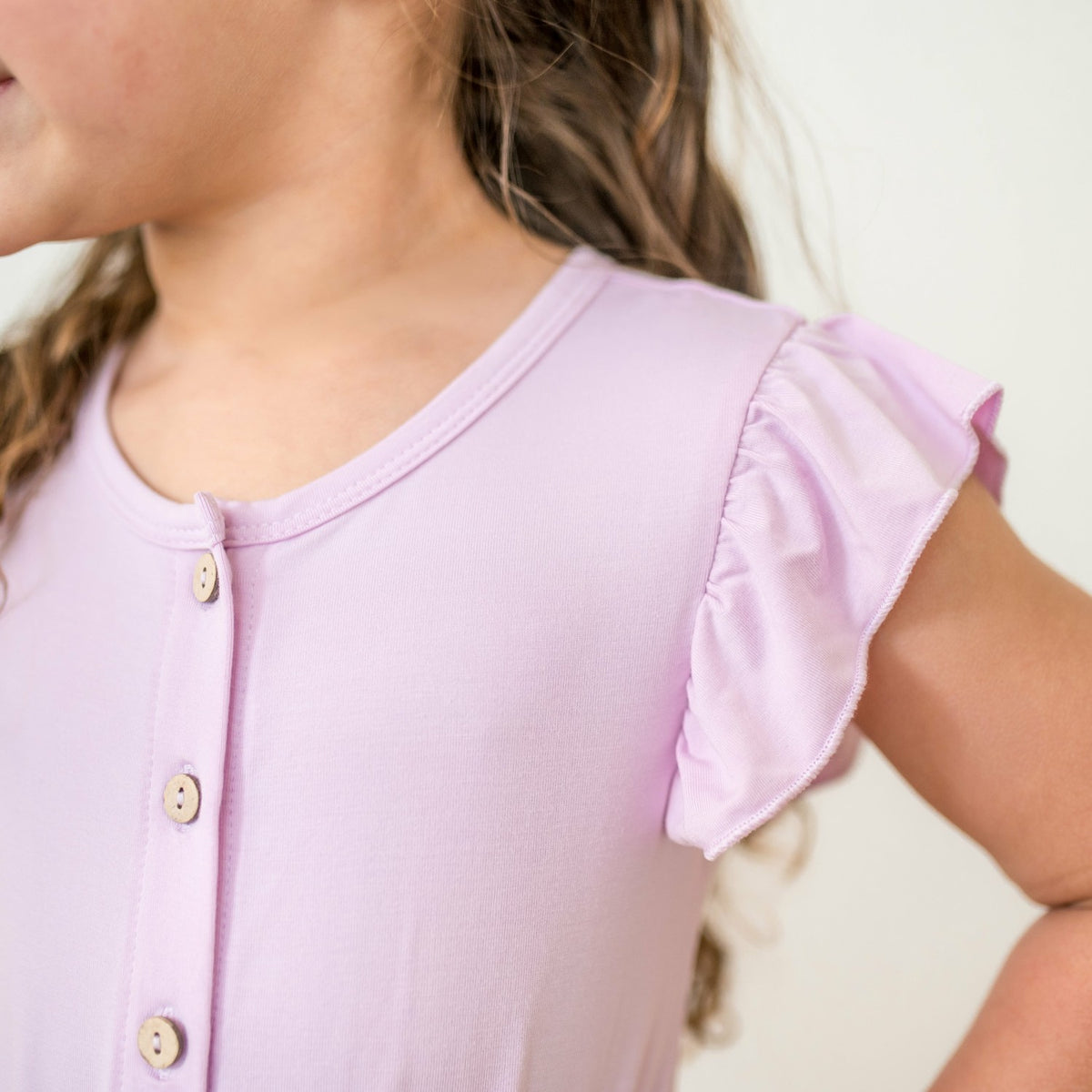 Flutter Sleeve Romper in Thistle | Kyte Baby