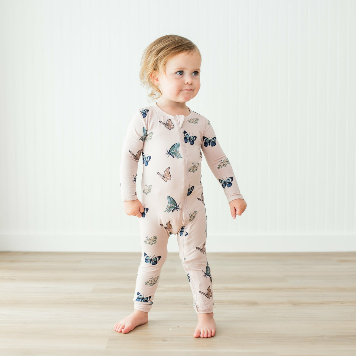 Zippered Romper in Blush Butterfly | Kyte Baby