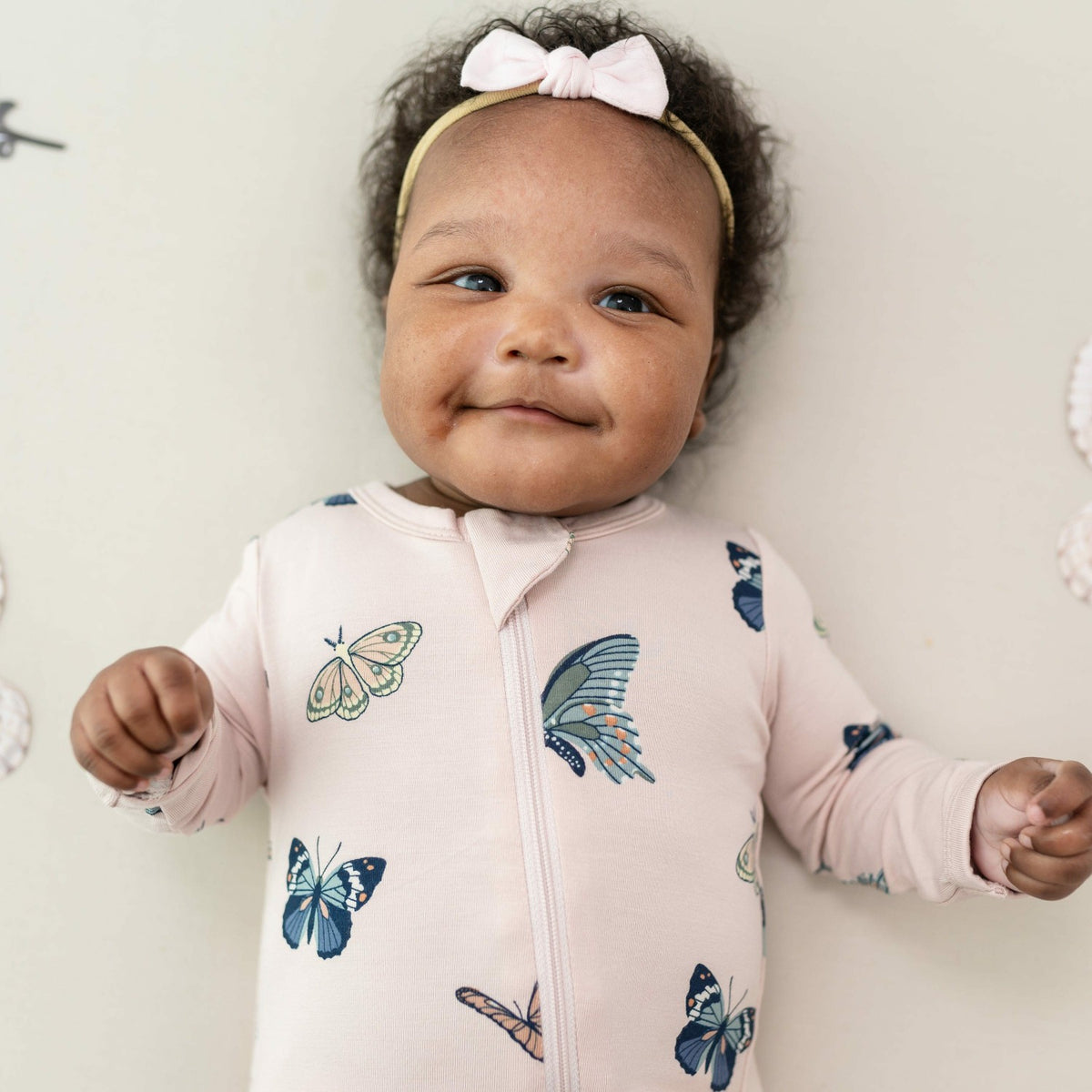 Zippered Romper in Blush Butterfly | Kyte Baby