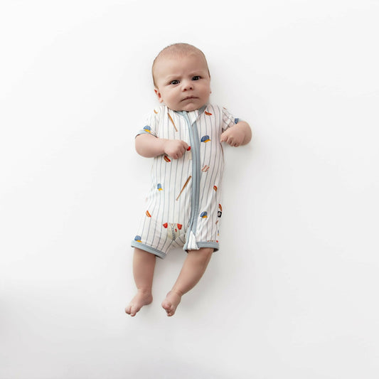 Zipper Shortall Romper in Home Run | Kyte Baby