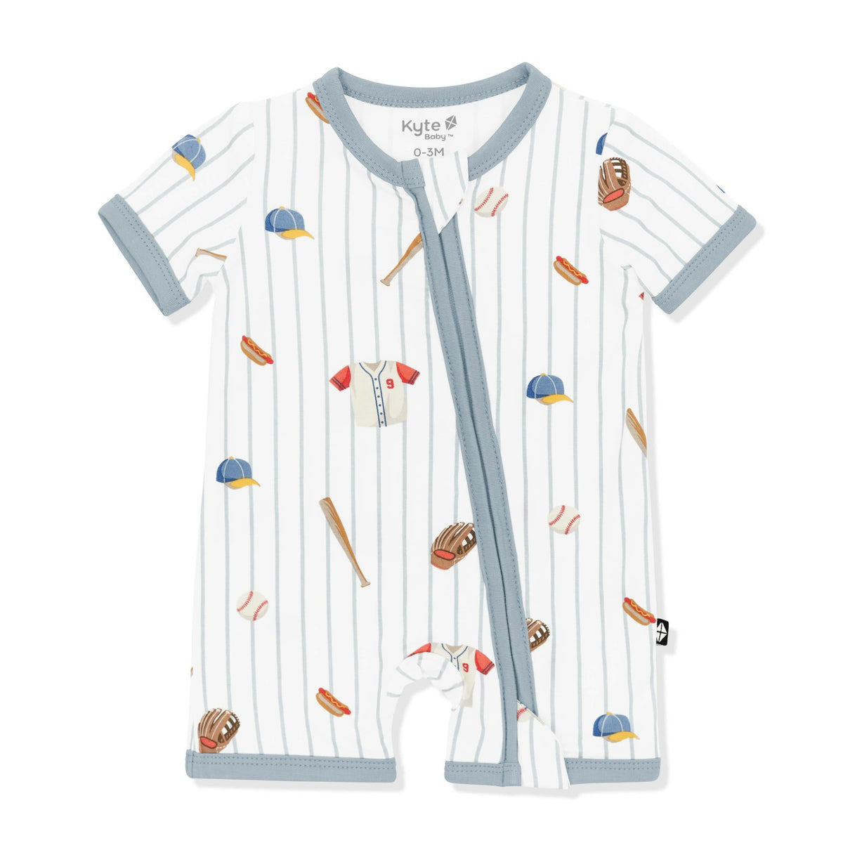 Zipper Shortall Romper in Home Run | Kyte Baby