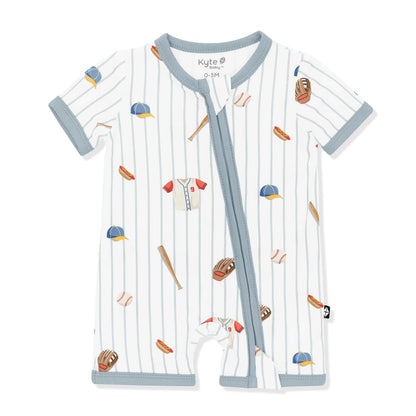 Zipper Shortall Romper in Home Run | Kyte Baby