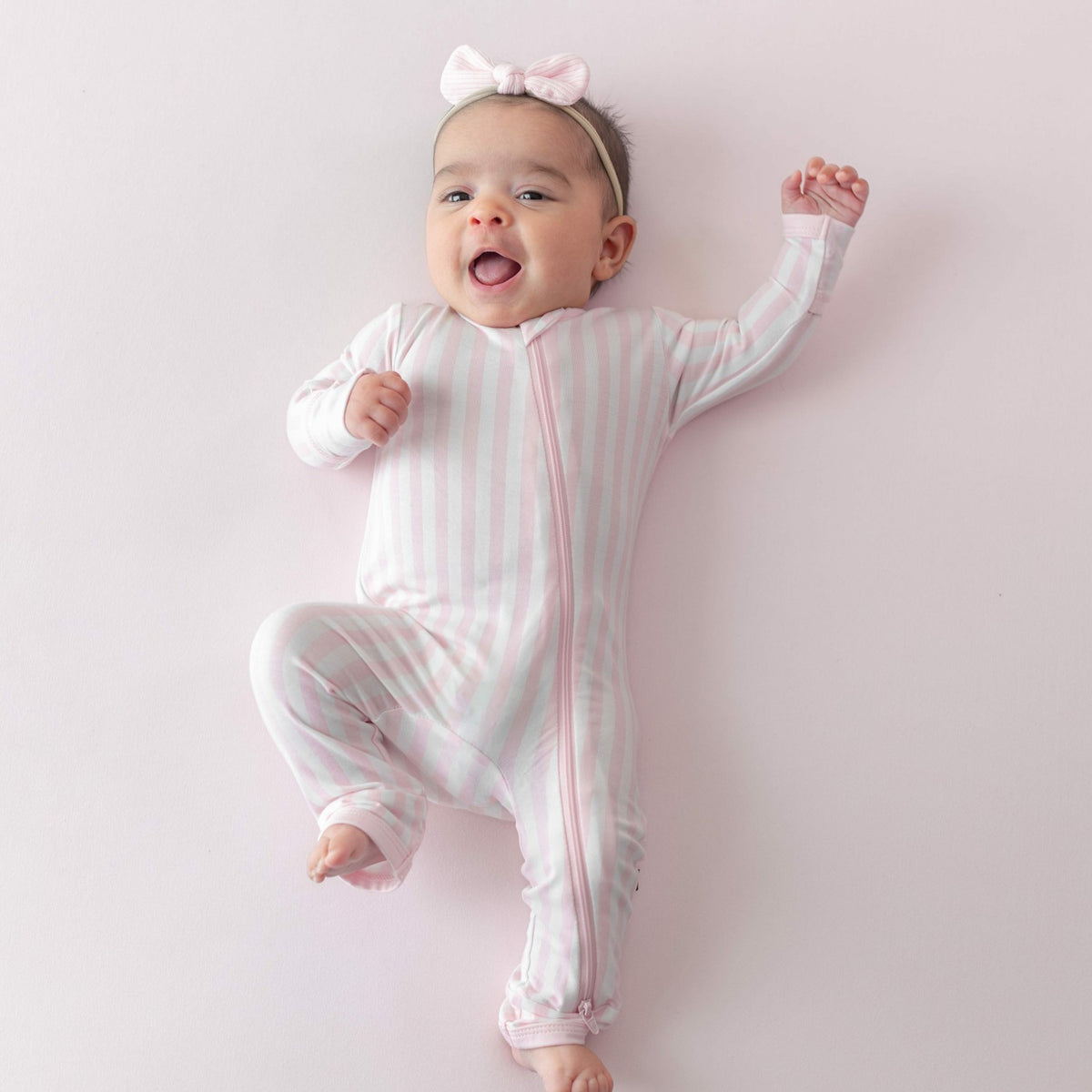 Zippered Romper in Small Sakura Stripe | Kyte Baby