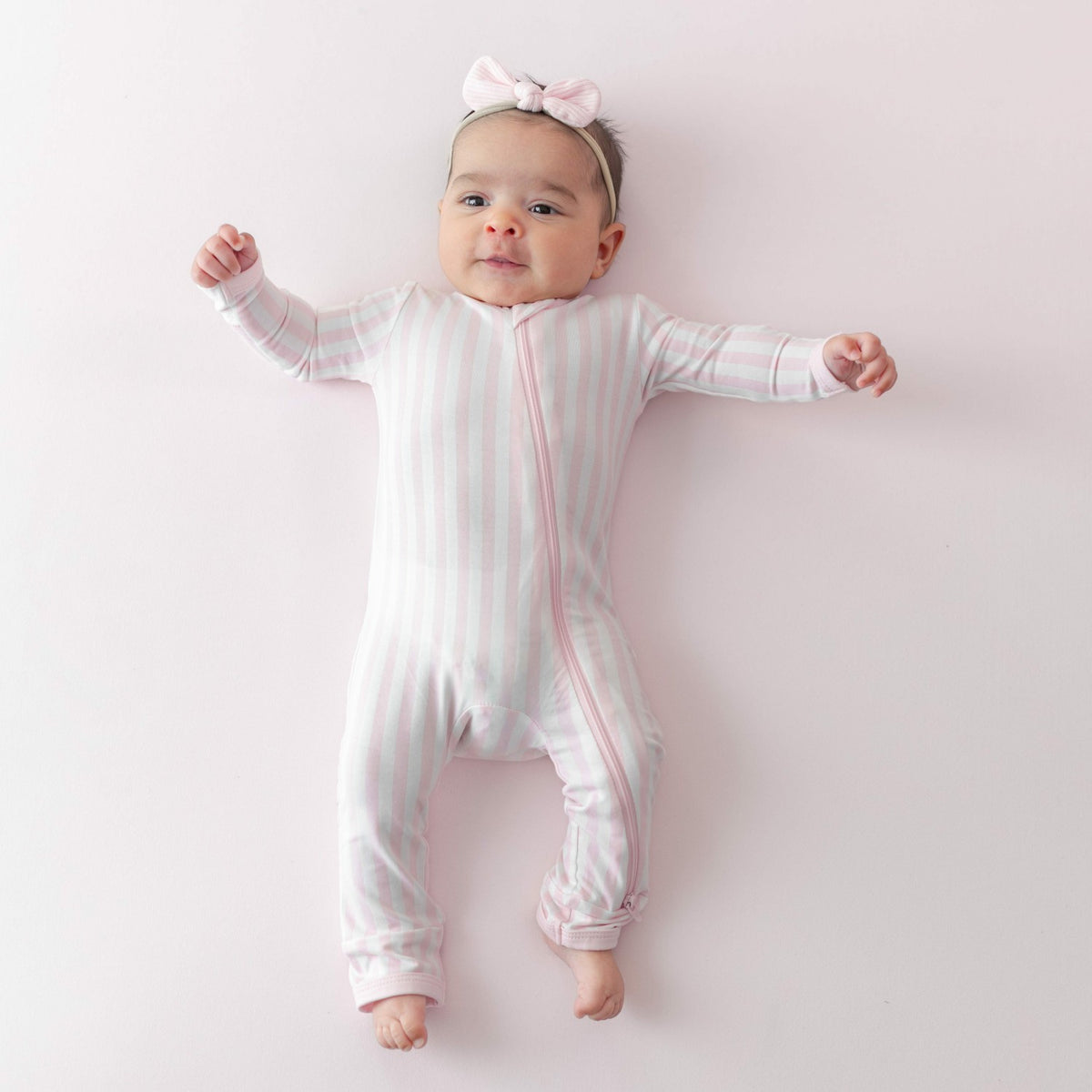 Zippered Romper in Small Sakura Stripe | Kyte Baby