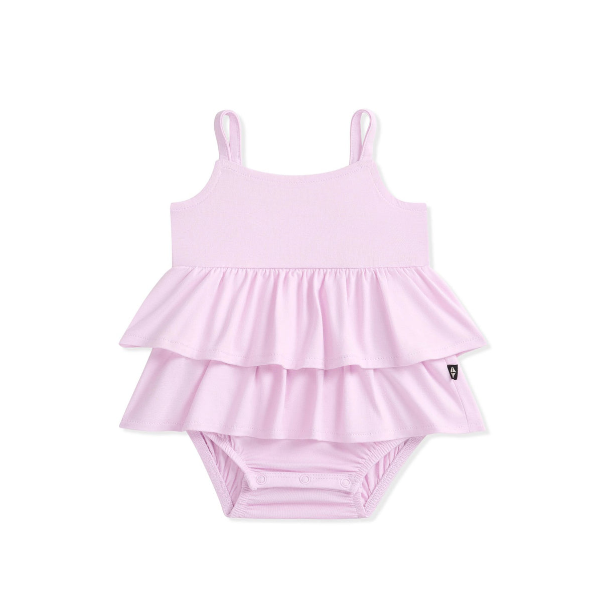 Spaghetti Strap Ruffle Romper in Thistle | Kyte Baby