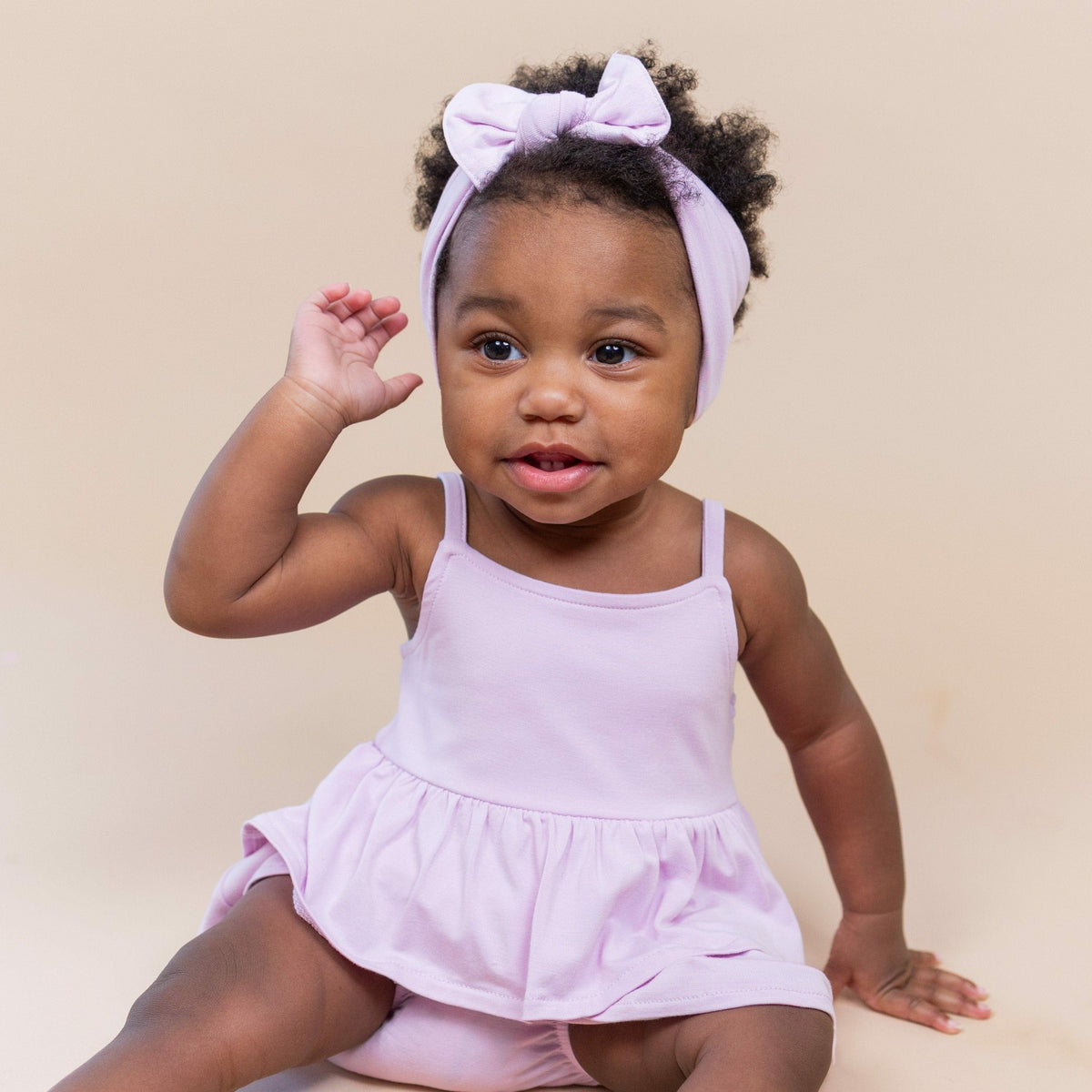 Spaghetti Strap Ruffle Romper in Thistle | Kyte Baby