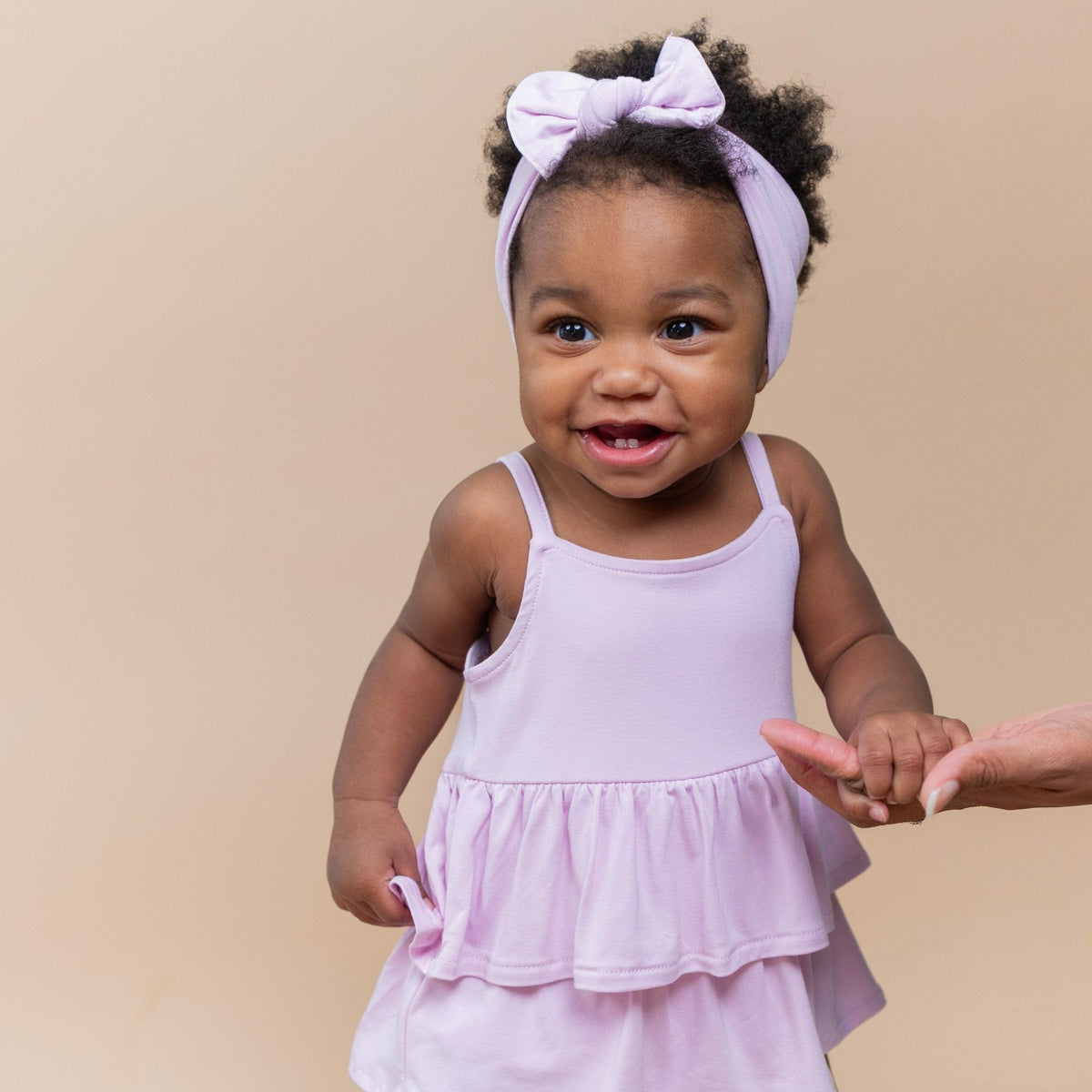 Spaghetti Strap Ruffle Romper in Thistle | Kyte Baby