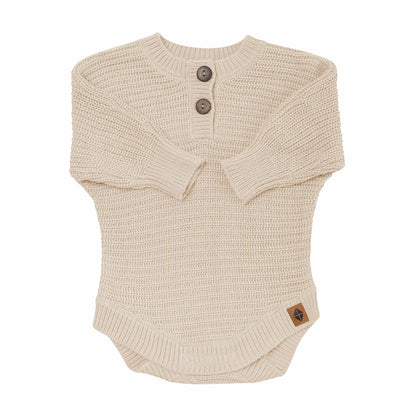 Chunky Knit Romper in Almond | Kyte Baby